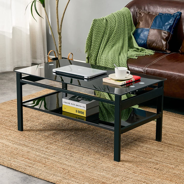 Dark wood glass 2024 coffee table